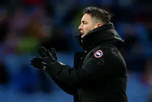 Bristol City Coach Lee Johnson Motivates Team at Turf Moor during Burnley Clash