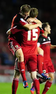 Bristol City V Millwall Prints: Bristol City: Davies and Pearson Celebrate Championship Goal Against Millwall