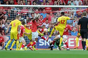 Bristol City Defender Mark Little Clears Goal-Line Scramble vs MK Dons, Sky Bet League One, 2014