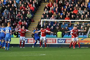 Shrewsbury Town V Bristol City Prints: Bristol City Defending: Organized Back Line Against Shrewsbury Town (08-03-2014)