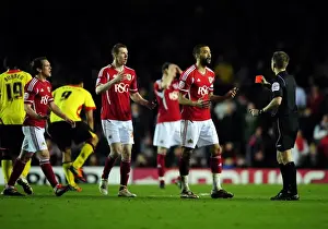 Bristol City V Watford Prints: Bristol City in Disbelief: Liam Fontaine Receives Straight Red vs. Watford (2012)