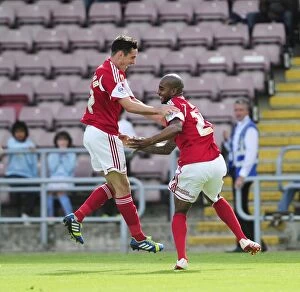 Images Dated 11th August 2013: Bristol City: Elliott and Cunningham's Thrilling Goal Celebration vs