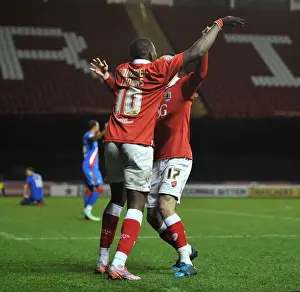 Bristol City V Doncaster Prints: Bristol City: Emmanuel-Thomas and Cunningham Celebrate FA Cup Goal