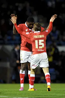 Gillingham V Bristol City Prints: Bristol City: Emmanuel-Thomas and Freeman in Euphoric FA Cup Goal Celebration