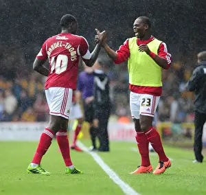 Bristol City V Bradford City Prints: Bristol City: Emmanuel-Thomas and Harewood's Unforgettable Goal Celebration vs