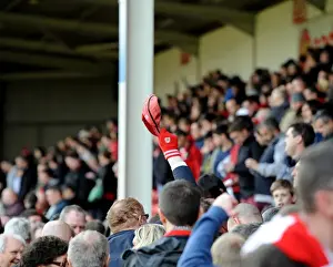 Walsall V Bristol City Prints: Bristol City Fan Celebrates Win Against Walsall at Banks Stadium