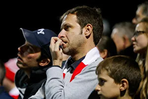 Yeovil Town V Bristol City Prints: Bristol City Fan Holds Breath at Yeovil Town vs. Bristol City Match, 10 March 2015