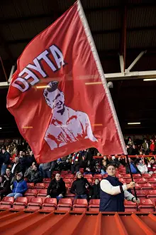 Bristol City V Stevenage Prints: Bristol City Fan Waves Atyeo Flag at Ashton Gate before Stevenage Match