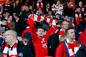 Bristol City V West Ham United - Fans Prints: Bristol City Fan Waves Scarf at Ashton Gate Stadium During FA Cup Match vs