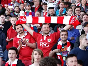 Bristol City V Coventry City (Champions) Prints: Bristol City Fans in Action at Ashton Gate: Bristol City vs Coventry City