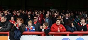 Images Dated 16th April 2016: Bristol City Fans in Action at Brentford's Griffin Park, Sky Bet Championship Match (16-04-2016)