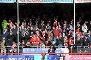 Images Dated 7th March 2015: Bristol City Fans in Action at Crawley Town's Broadfield Stadium, Sky Bet League One Match