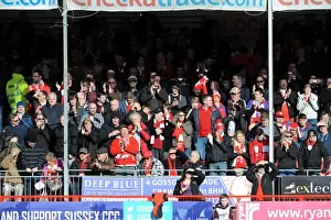 Framed Print : Bristol City Fans in Action at Crawley Town's Broadfield Stadium, Sky Bet League One Match, 07.03.2015 Framed Print : Bristol City Fans in Action at Crawley Town's Broadfield Stadium, Sky Bet League One Match, 07.03.2015