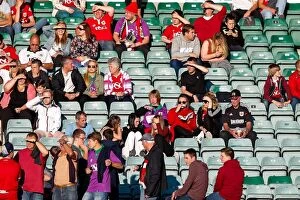 Images Dated 30th July 2015: Bristol City Fans in Action at Huish Park Stadium during Yeovil Town vs