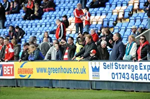Framed Print : Bristol City Fans in Action at Shrewsbury Town's New Meadow Framed Print : Bristol City Fans in Action at Shrewsbury Town's New Meadow