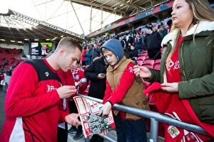 Images Dated 14th January 2017: Bristol City Fans Celebrate with Gustav Engvall during Bristol City vs Cardiff City