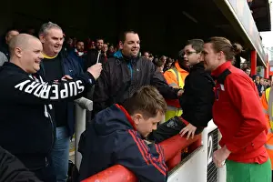 Bristol City Fans Celebrate with Luke Ayling after Brentford Match, 16th April 2016