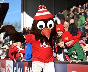 Images Dated 21st November 2015: Bristol City Fans Celebrate with Scrumpy at Ashton Gate Stadium, 2015