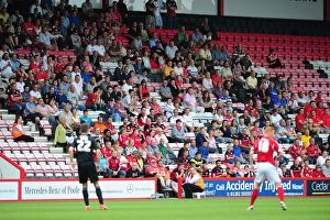Images Dated 27th July 2013: Bristol City Fans Cheer at Bournemouth's Goldsands Stadium (2013) - Pre-Season Friendly