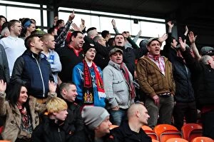 Blackpool V Bristol City Collection: Bristol City Fans Cheering at Bloomfield Road during Npower Championship Match against Blackpool