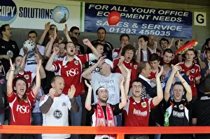 Framed Print : Bristol City Fans Cheering Loudly at Checkatrade Stadium, May 2014