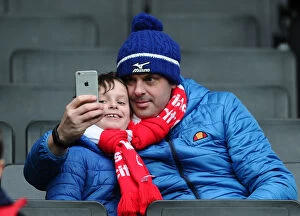 Images Dated 20th February 2016: Bristol City Fans Cheering Loudly at Milton Keynes Dons Match, Sky Bet Championship (2016)