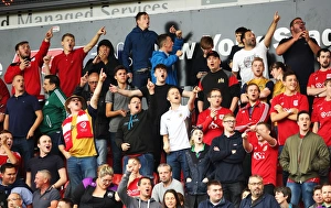 Rotherham V Bristol City Prints: Bristol City Fans Cheering at Rotherham United Match