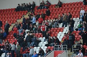 Images Dated 29th March 2014: Bristol City Fans Cheering at Rotherham United's New York Stadium, 2014
