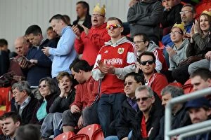 Images Dated 29th March 2014: Bristol City Fans Cheering at Rotherham United's New York Stadium, 2014