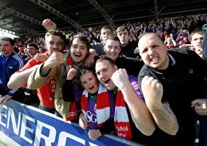 Images Dated 25th April 2015: Bristol City Fans Electric Atmosphere at Chesterfield's Proact Stadium (April 2015)