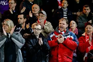 Images Dated 28th November 2014: Bristol City Fans Erupt in Cheers as Teams Take to the Field at Peterborough United's ABAX Stadium