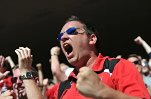 Framed Print : Bristol City Fans Euphoria: Celebrating the Second Goal Against Wigan Athletic