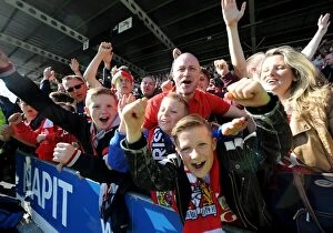 Images Dated 25th April 2015: Bristol City Fans Excitement at Proact Stadium during Chesterfield vs