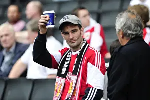 MK Dons V Bristol City Prints: Bristol City Fan's Excitement at Stadium MK: Milton Keynes Dons vs