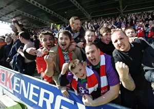Images Dated 25th April 2015: Bristol City Fans Exuberance at Chesterfield's Proact Stadium, 2015 (Sky Bet League One)