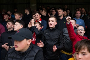 Brentford V Bristol City Prints: Bristol City Fans at Griffin Park
