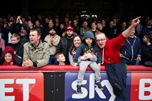 Images Dated 1st April 2017: Bristol City Fans at Griffin Park Cheering Loudly during Brentford vs