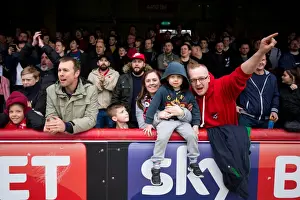 Brentford V Bristol City Prints: Bristol City Fans at Griffin Park Cheering Loudly during Brentford vs