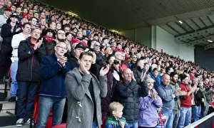 Bristol City V Blackburn Rovers Prints: Bristol City Fans Honor Gerry Gow in Dolman Stand during Bristol City vs Blackburn Rovers Match
