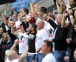 Coventry City V Bristol City Prints: Bristol City Fans Honor Mark Divy Saunders at Ricoh Arena
