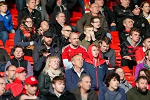 Images Dated 25th October 2014: Bristol City Fans Show Nervous Anticipation at Barnsley vs. Bristol City (2014)