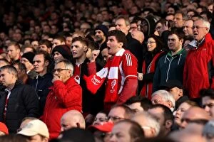 Images Dated 12th March 2016: Bristol City Fans Passionate Support at Fulham vs. Bristol City Championship Match, March 2016