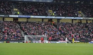 Images Dated 7th February 2015: Bristol City Fans Passionate Support at MK Dons vs. Bristol City, Sky Bet League One (February 7)