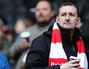 Images Dated 7th February 2015: Bristol City Fans Passionate Support at MK Dons vs. Bristol City, Sky Bet League One (07.02.2015)