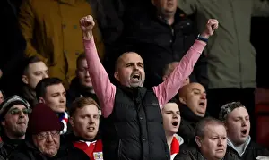 Framed Print : Bristol City Fan's Passionate Support at Nottingham Forest vs. Bristol City, Sky Bet Championship (27 / 02 / 2016)