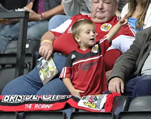Notts County V Bristol City Prints: Bristol City Fan's Passionate Support at Notts County vs
