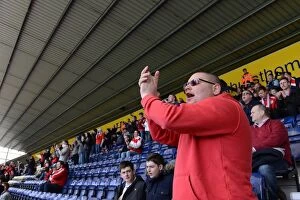 Images Dated 11th April 2015: Bristol City Fan's Passionate Support at Preston North End vs