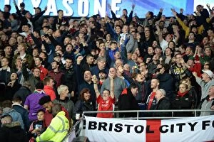 Images Dated 14th October 2016: Bristol City Fans Rally at Cardiff City Stadium during Sky Bet Championship Match
