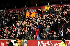 Wolves V Bristol City Prints: Bristol City Fans Shield Their Eyes from the Sun at Molineux Stadium during Wolverhampton Wanderers vs