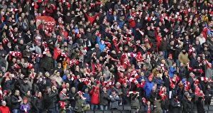Images Dated 7th February 2015: Bristol City Fans Unite: Waving Scarves at MK Dons Match, February 2015